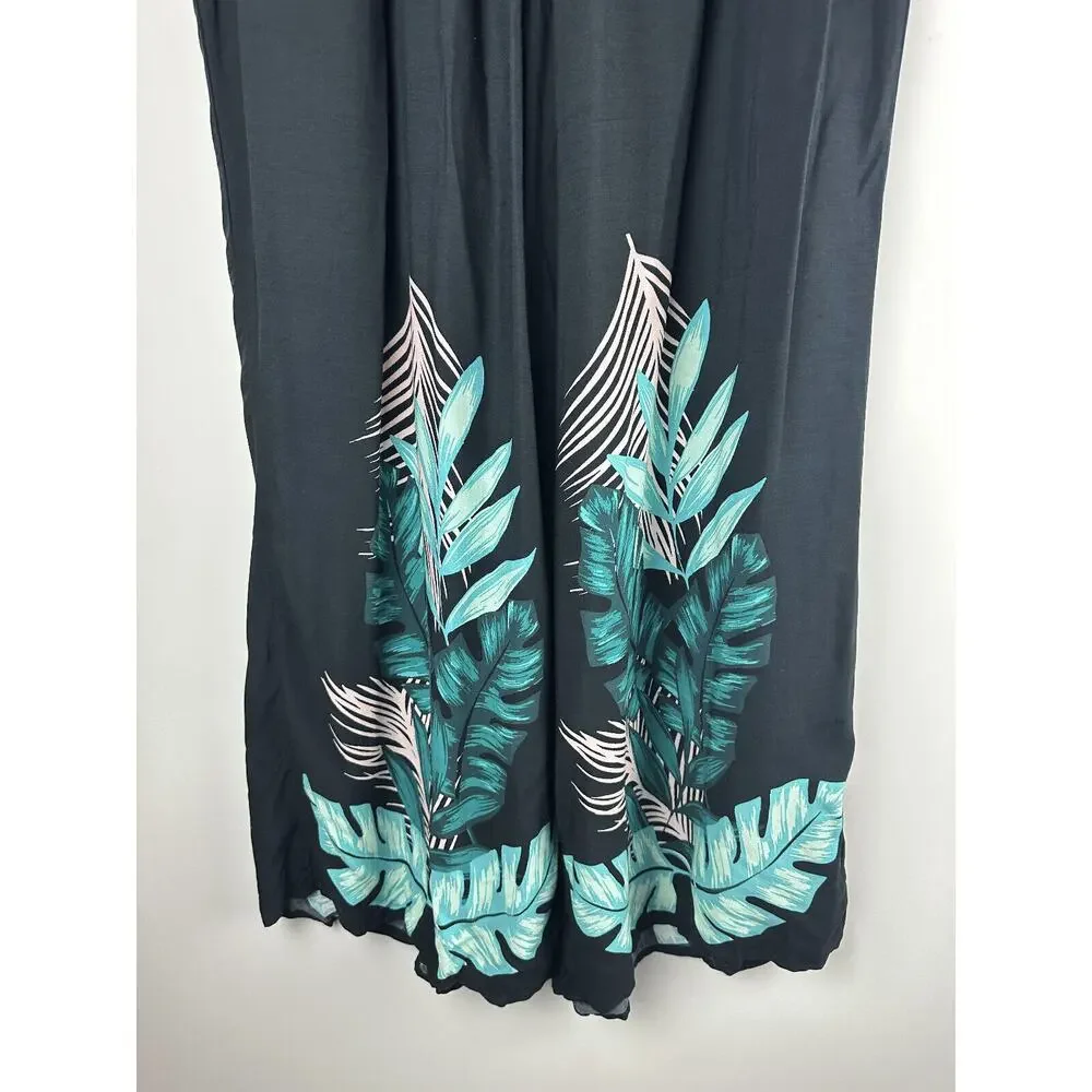 NWT Swim by Cacique Wide Leg Lounge Pants Black Tropical Print Plus Size 26/28 - Picture 12 of 13